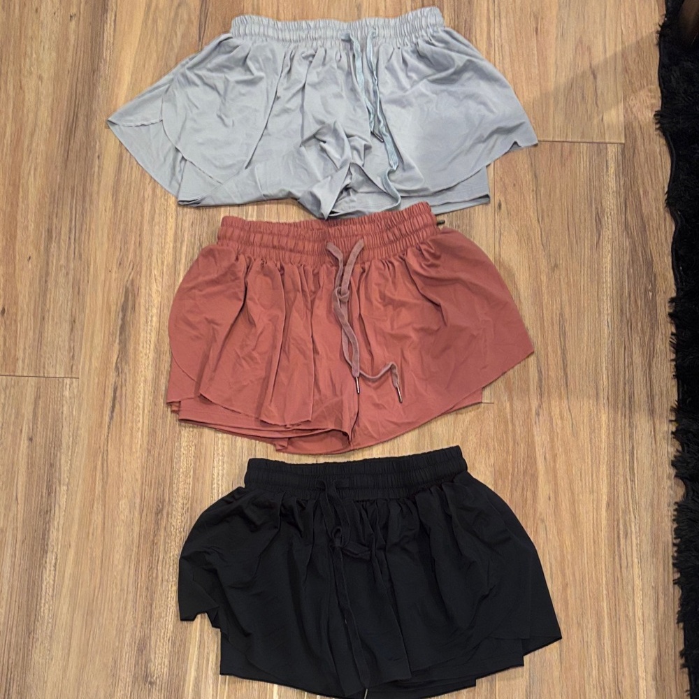 Women's Athletic Shorts Trio - Gray, Pink, and Black BUNDLE